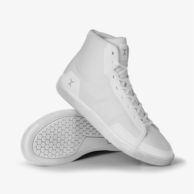 White high top barefoot gym crossfit lifting workout shoes  #color_whiteout-ht