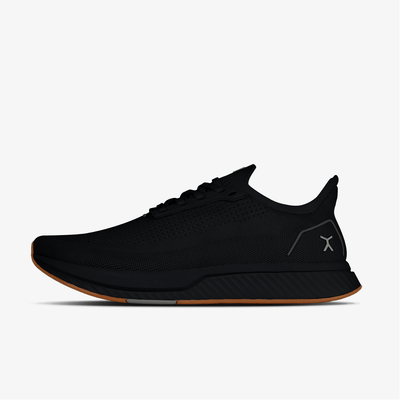 Lateral Black shoe with Gum Sole Running Shoe #color_black-gum-rn