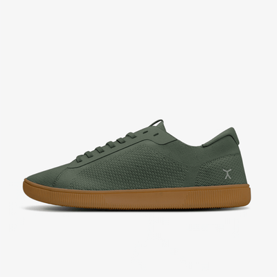 Lateral: Olive Green / Gum athleisure barefoot casual crossfit workout shoes #color_olive-gum