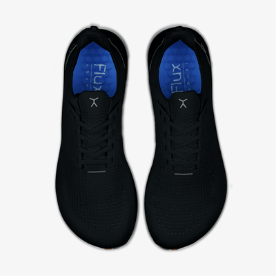 Top down image of black shoe with Gum Sole Running Shoe #color_black-gum-rn