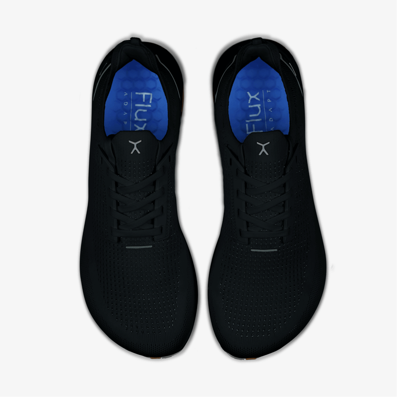 Top down image of black shoe with Gum Sole Running Shoe 