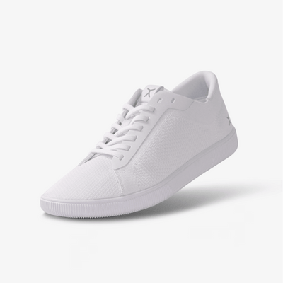 3/4 View: All white athleisure barefoot casual crossfit workout shoes #color_whiteout